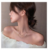 Lianfudai gifts for women Imitation pearl necklace female new super fairy double layered clavicle chain light luxury