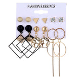 Lianfudai jewelry gifts for women hot sale new Vintage Women Drop Earrings Set Bohemia Acrylic Tassel Pearl Alloy Long Pendant Earrings Geometric Jewelry Party Gift