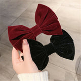 Lianfudai Women Girl Big Bow knot Tie Barrette Hair clips Hairpins Bands Velvet Fashion Korean Lady Head wear Accessories Wholesale Gifts