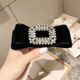 Lianfudai Black Velvet Barrette for Women Girl Big Rhinestone Hair Clip Hairpin Bow Knot Head Accessories Wholesale