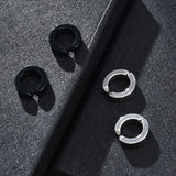 Lianfudai 1 Pair Men's Stainless Steel Non-Piercing Earring Clip On Ear Stud Cuff  Earrings Men Black ER960