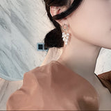 Lianfudai christmas gift ideas valentines day gifts for her hot sale new Elegant Leaf Circle Grape String Imitation Pearl Tassel Drop Earrings For Women Korean Pearl Beads Earring Party Wedding Jewelry