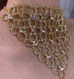 Lianfudai gifts for women Rhinestone Bib Choker Necklace Flower Shape Statement Necklace Wedding Jewelry for women Luxury Crystal Collar Choker Necklace