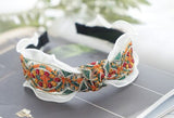 Lianfudai Bohemian Embroider Flowers Headband For Women Girls Hair Accessories Hairband Ethnic Wide Korean Bows Wholesale