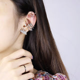 Lianfudai easter ifts for women 9PCS Fashion Gold Pearl Ear Clips Ear Cuff for Women Men Non-Piercing Fake Cartilage Earrings Clip Earrings Wholesale Jewelry