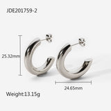 Lianfudai Basic 25mm CC Hoop Earrings Stainless Steel 14k Gold Jewelry Thick Chunky Earrings For Women Tarnish Free Hypoallergenic