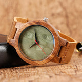 Lianfudai father's day gifts Unisex Top Gift Dial Natural Bamboo Wood Watch Men Women Genuine Leather Wooden Clock Male Reloj Mujer Relogio Feminino
