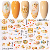 Lianfudai goth jewelry for women 1pcs Angels 3D Nail Stickers Flower Snake Dragon Design Water Transfer Decals Nail Decor Cherub Sliders For Manicures Decoration