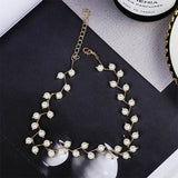 Lianfudai  New Arrivals Hot Fashion Black Crystal Necklace Kolye Collier Simple Cross Strand Beaded Chokers Necklaces Women Jewelry