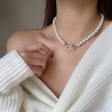 Lianfudai christmas wishlist gifts for her hot sale new Vintage Multilayer Pearl Necklace Trendy Crystal Planet  Choker Necklace Pearl Choker for Women Fashion Jewelry Drop Shipping