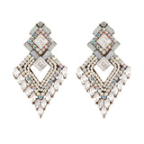 Lianfudai New Clear Crystal Earrings For Women Rhinestone Jewelry Geometric Accessories Long Big Bijoux Wedding Party Christmas Gift