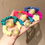 Lianfudai  Women Girl Scrunchies Elastic Hair Ties Bands Flower Colorful Summer Fashion Korean Mujer Head Accessories Hyuna Wholesale