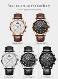 Lianfudai father's day gifts  Watches Mens Top Brand Luxury Clock Casual Leathe 24Hour Moon Phase Men Watch Sport Waterproof Quartz Chronograph+Box