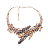 Lianfudai christmas wishlist valentines day gifts for her Trendy Large Gold Color Crystal Crocodile Choker Necklace For Woman New Big Crocodile In Rut Pendants Necklaces Femmle Gift