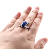 Lianfudai Elena Gilbert Daylight Rings Vintage Crystal Ring With Blue Lapis Fashion Movies Jewelry Cosplay