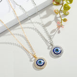 Lianfudai gifts for women New Fashion Crystal Turkish Evil Eyes Pendant Necklace For Women Girl Lucky Jewelry Elegant Clavicle Chain Short Choker Necklace