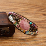 Lianfudai gifts for women New Men Women's Handmade Woven Wrap Bracelet Natural Stone 7 Chakra Healing Beaded Bracelet Unisex Bohemian Jewelry Dropshipping