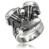 Lianfudai gifts for men Ring Steampunk Fashion Gothic Steel Color Motorcycle Engine Locomotive Ring Jewelry Gift