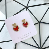 Lianfudai Vintage Earrings Lovely Small Cute Painting Heart Shape Earrings for Women Fashion Enamel Drop Earrings Brincos