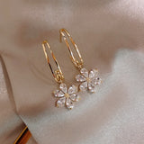 Lianfudai Trendy Women Rhinestone Planet Dangle Earrings Simple Fashion Elegant Pearl Earring Female Crystal Temperament Jewelry