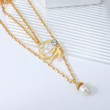 Lianfudai gifts for women  Multilayer Charm Chain Bird Animal Pearl Pendant Necklace Fashion Gold Color Collar Necklaces Choker for Women