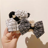 Lianfudai Big Hair Claw for Women Girl Plaid Bow Knot Clips Korean Handmade Fashion Head Accessories Mujer Wholesale