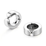 Lianfudai 1 Pair Men's Stainless Steel Non-Piercing Earring Clip On Ear Stud Cuff  Earrings Men Black ER960