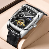 Lianfudai jewelry gifts for men hot sale new Luxury Automatic Mechanical Watch Men Moon Phase Skeleton Retro Self Winding Wristwatch Male Gold Case Clock Leather Watch