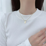 Lianfudai gifts for her New Korean Number 7 Pendant Necklace Punk Simple Gold Statement Chain Choker Collar Necklaces Jewelry For Women  New