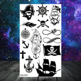 Lianfudai Anchor Pirate Skull Temporary Tattoos For Women Adult Men Kids Boy Astronaut Ship Seahorse Fake Tattoo Neck Arm Hand Small Tatoo