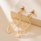 Lianfudai 6YM New Fashion  Punk Style Gold Color Metal  Body Hollow Out Drop Earrings for Women Girl Wedding Jewelry Gifts Wholesale