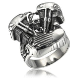 Lianfudai gifts for men Ring Steampunk Fashion Gothic Steel Color Motorcycle Engine Locomotive Ring Jewelry Gift