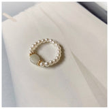 Lianfudai Multi Beaded Pearl Rings Natural Freshwater Pearl Geometric Rings for Women Continuous Circle Minimalist Ring 2020 New