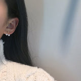 Lianfudai Sweet Simple Small Alloy Bow Clip on Earrings Earrings Ear Clip Lady Earrings Mini Imitation Pearl Clip Earrings No Piercing