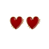 Lianfudai New Design Red Heart Stud Earring Women Metal Gold Color Eye Heart Lips Wedding  Statement Earrings Fashion Party Jewelry