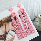 Lianfudai Long Tassel Earrings Fashion Jewelry Bohemia Statement Summer Dangle Aesthetic Earrings for Women Accessories Korean Style