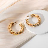 Lianfudai 40mm Large CC Shape Twisted Hoop Earrings For Women Open Design Circle Earring Jewelry Party Accessories