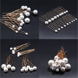 Lianfudai bridal jewelry set for wedding Fashion U-shaped Pin Metal Barrette Clip Hairpins Simulated Pearl Bridal Tiara Hair Accessories Wedding Hairstyle Design Tools