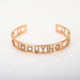 Lianfudai Christmas gifts ideas Customized Zircon Letter Name Bracelet Personalized Custom Bangles Women Men Rose Gold Stainless Steel Mothers's Day Gifts