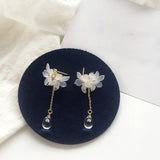 Lianfudai New flower handmade bohemia boho earrings women fashion long hanging earrings crystal female wedding earings party jewelry