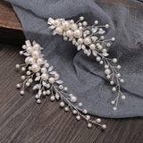 Lianfudai bridal jewelry set for wedding Handmade Crystal Pearl Floral Hair Clip Flower Barrettes Bride Headband Rhinestone Pageant Diadem Tiara Wedding Hair Accessories