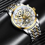 Lianfudai jewelry for men hot sale new Men’s Watches Tourbillon Rotating Window Top Luxury Brand Fashion Quartz Men Watch Waterproof Gold Steel Business Wristwatch