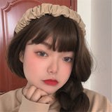 Lianfudai New Trendy Vintage Brown Leather Pleated Headband Smooth Irregular Geometric Folds Hairpin for Women Party Accessories