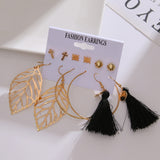 Lianfudai jewelry gifts for women hot sale new Vintage Women Drop Earrings Set Bohemia Acrylic Tassel Pearl Alloy Long Pendant Earrings Geometric Jewelry Party Gift