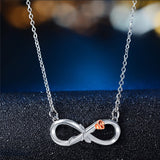 Lianfudai  gifts for women Classic Infinity Love Rose Flower Pendant Necklace Silver Color Clavicle Chain Necklace Female Charm Choker Jewelry Collar Gifts