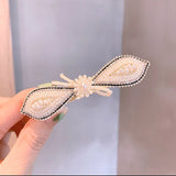 Lianfudai Barrette for Women Girl Hair Accessories Fashion Alloy Rhinestone Pearl Bow Knot Hair Clip Hairpin Wholesale