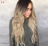 Lianfudai Ladies Blonde Synthetic Long Wavy Wig Grey Braided Wigs Cosplay Party Medium Length Perruque Synthetique Femme Peluca Fantasia