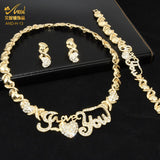 Lianfudai - Xoxo African Jewelery Set Necklace Earrings Women Fashion Bridal Bride Indian Wedding Dubai Gold Ladies Designer Nigerian