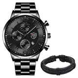 Lianfudai Christmas gifts ideas Mens Luxury Business Watches Stainless Steel Quartz Wrist Watch Male Sports Bracelet Calendar Luminous Clock relogio masculino