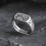 Lianfudai Retro Sunrise Men's Ring Fashion Ladies Simple Old Ring Travel Dating Party Gift Unisex Jewelry Gift